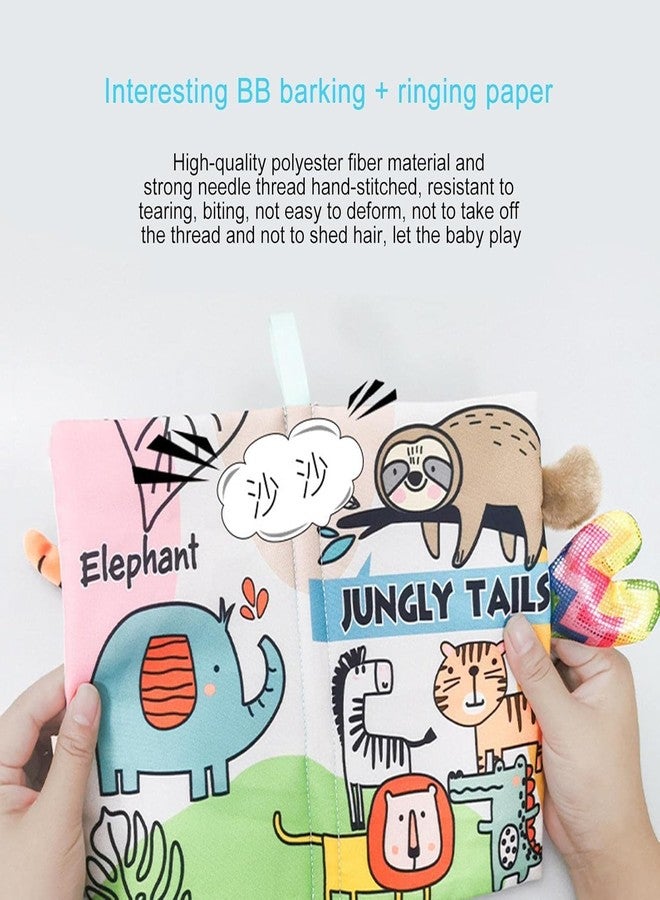 BeFunky Baby Fabric Book, Soft 3D Picture and Crinkle Book for 0-12 Months, Sensory Montessori Learning Toy for Boys Girls (Jungly Tail), Multicolor - Image 3